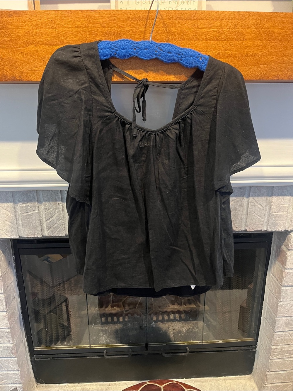 Old Navy Black Tie-Back Flutter Sleeve Blouse